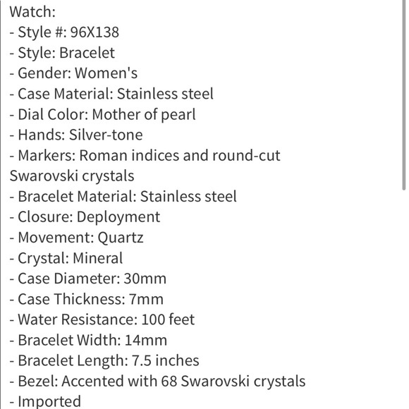 NWT Bulova Swarowski Watch, Necklace, Earring Set - Picture 10 of 10